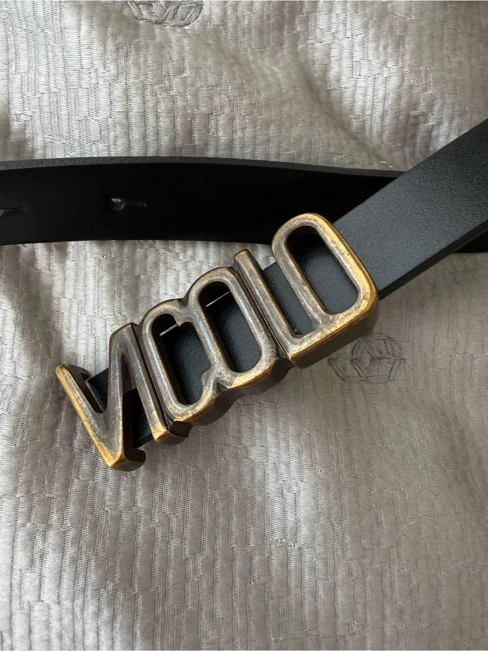 Vicolo Made in Italy Black Leather Belt with Brass Logo Buckle